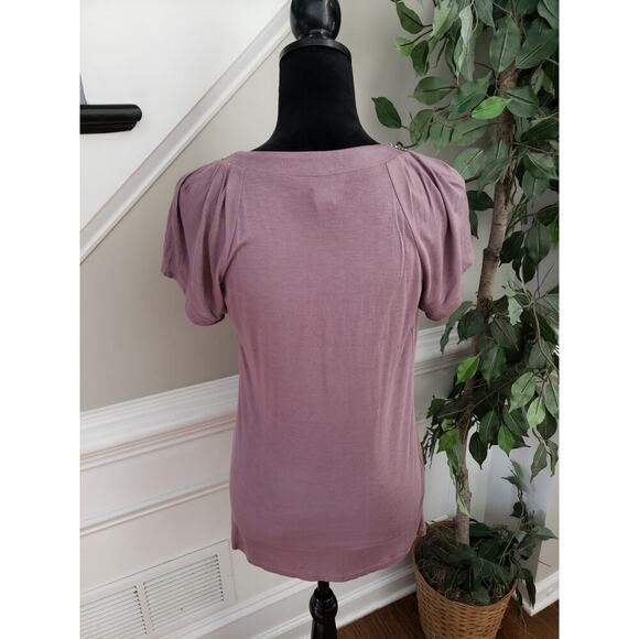 Kenar Shirt Blouse Women's Medium Pink Viscos Jeweled Pleated Neckline - Picture 8 of 12